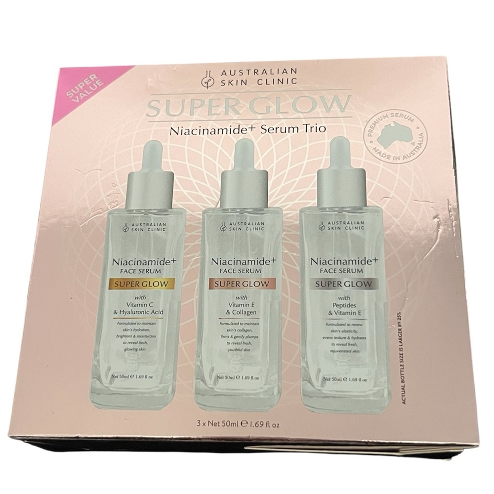 Australian Skin Clinic Super Glow Niacinamide + Serum Trio 3x1.69Oz
